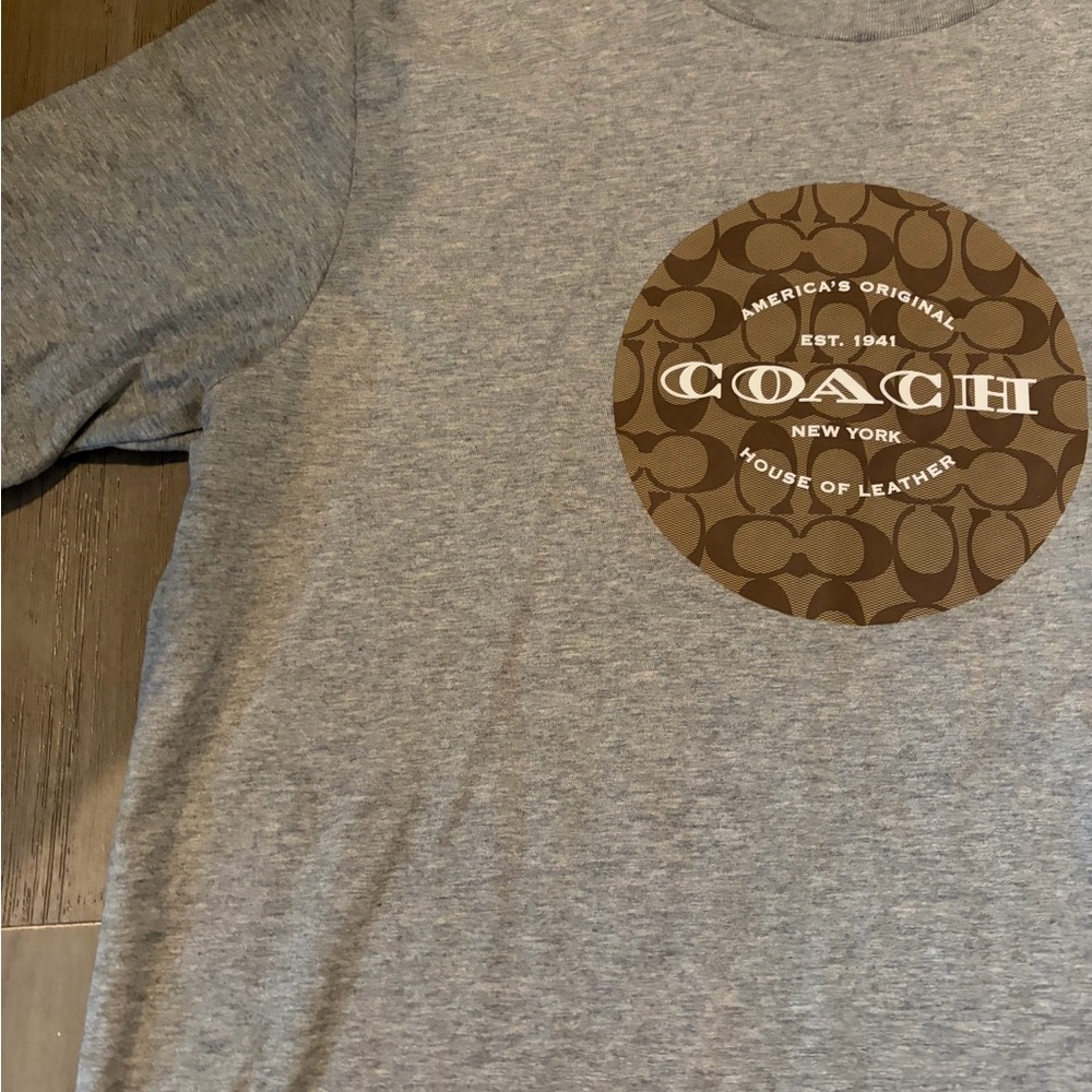 Coach Gray and Brown Logo Tee